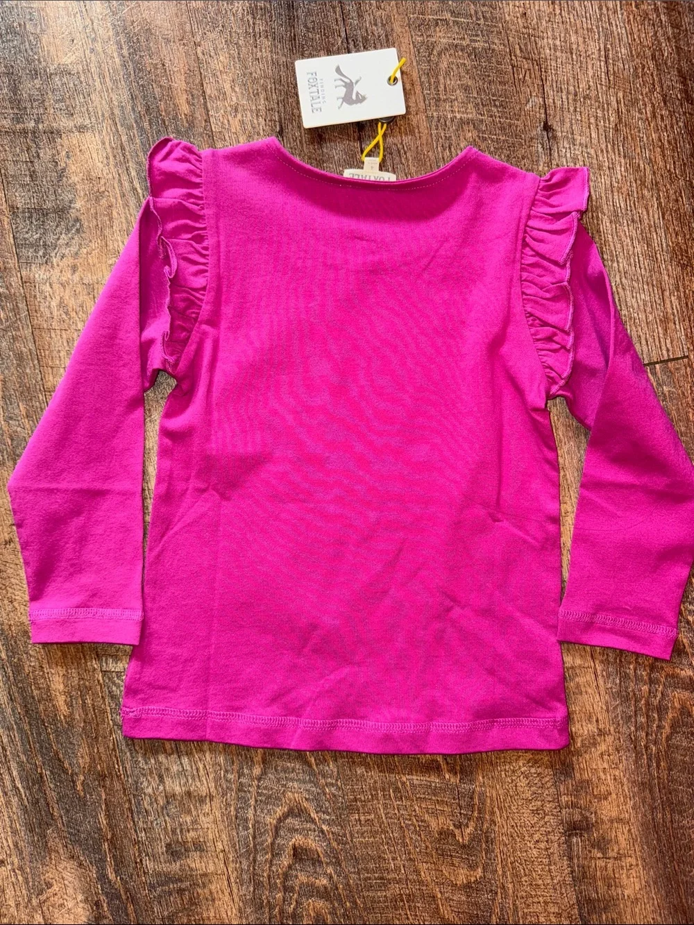 Girls Magenta Ruffle Sleeve Top with Floral Ruffle Hem Pants